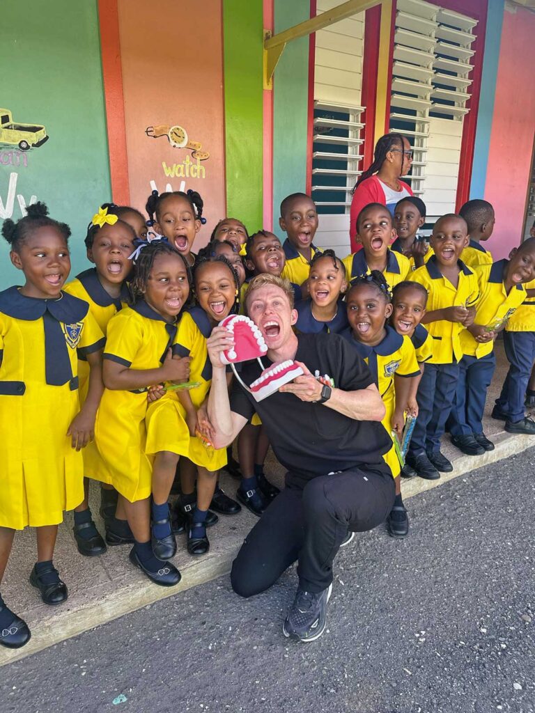 volunteers and students