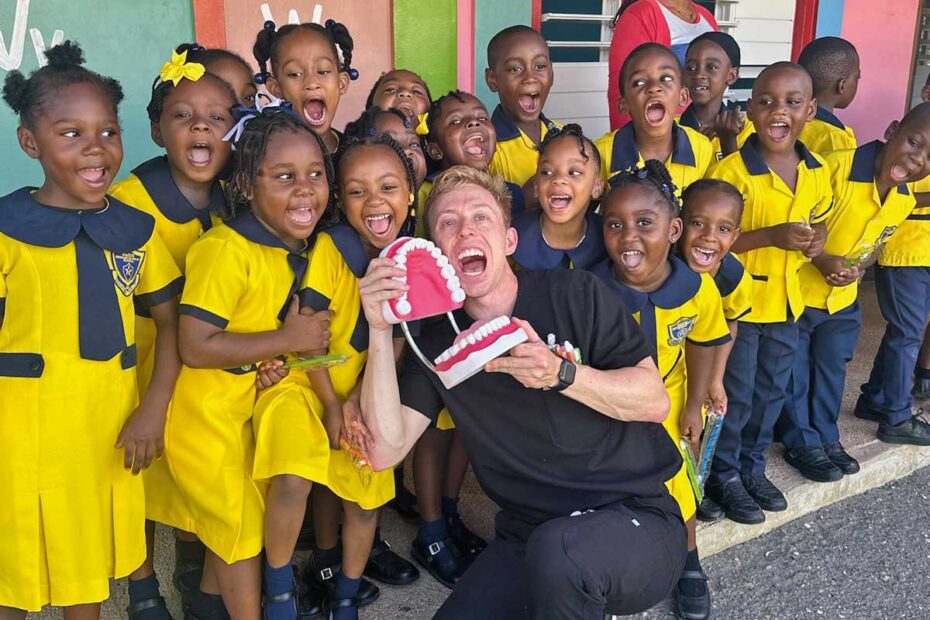 volunteers and students