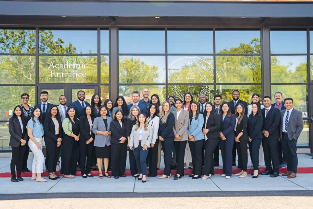 Members of the new IDS Class of 2027 with Dugoni School faculty and staff at the PHCC in Sacramento