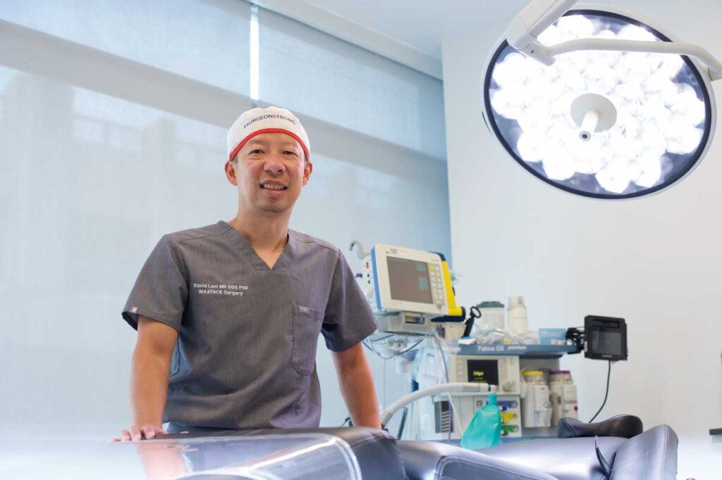 Dr. Lam in an existing oral surgery operating room.