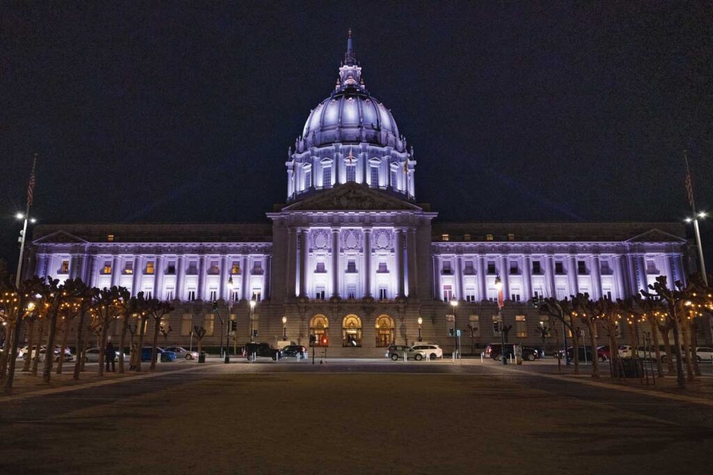 City Hall lit up