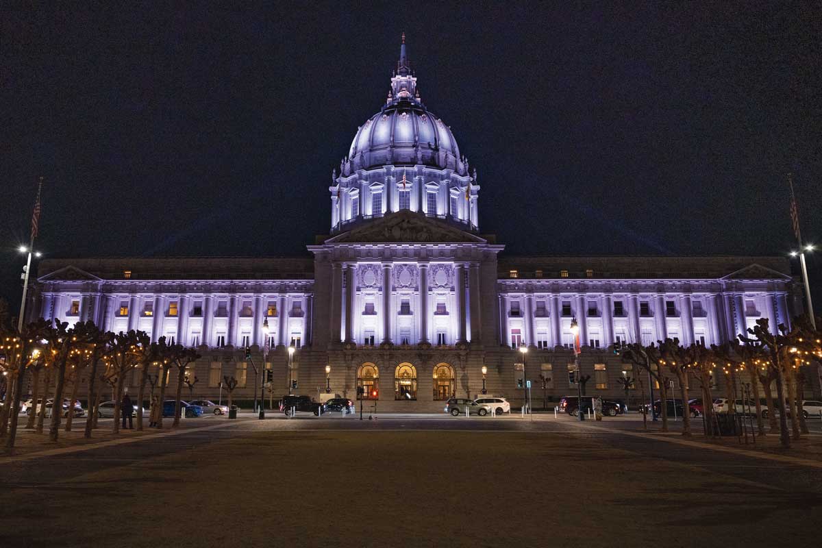 City Hall lit up